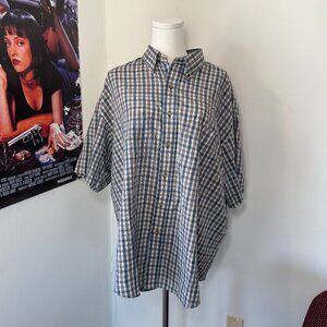 Van Heusen Blue, Purple, Cream Plaid Short Sleeve Button Up